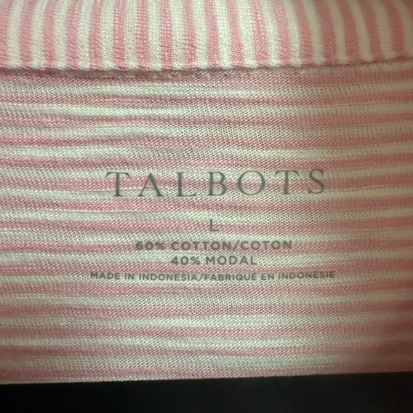 Talbots Roll Cuff Johnny Collar Pink Shirt - Picture 3 of 5